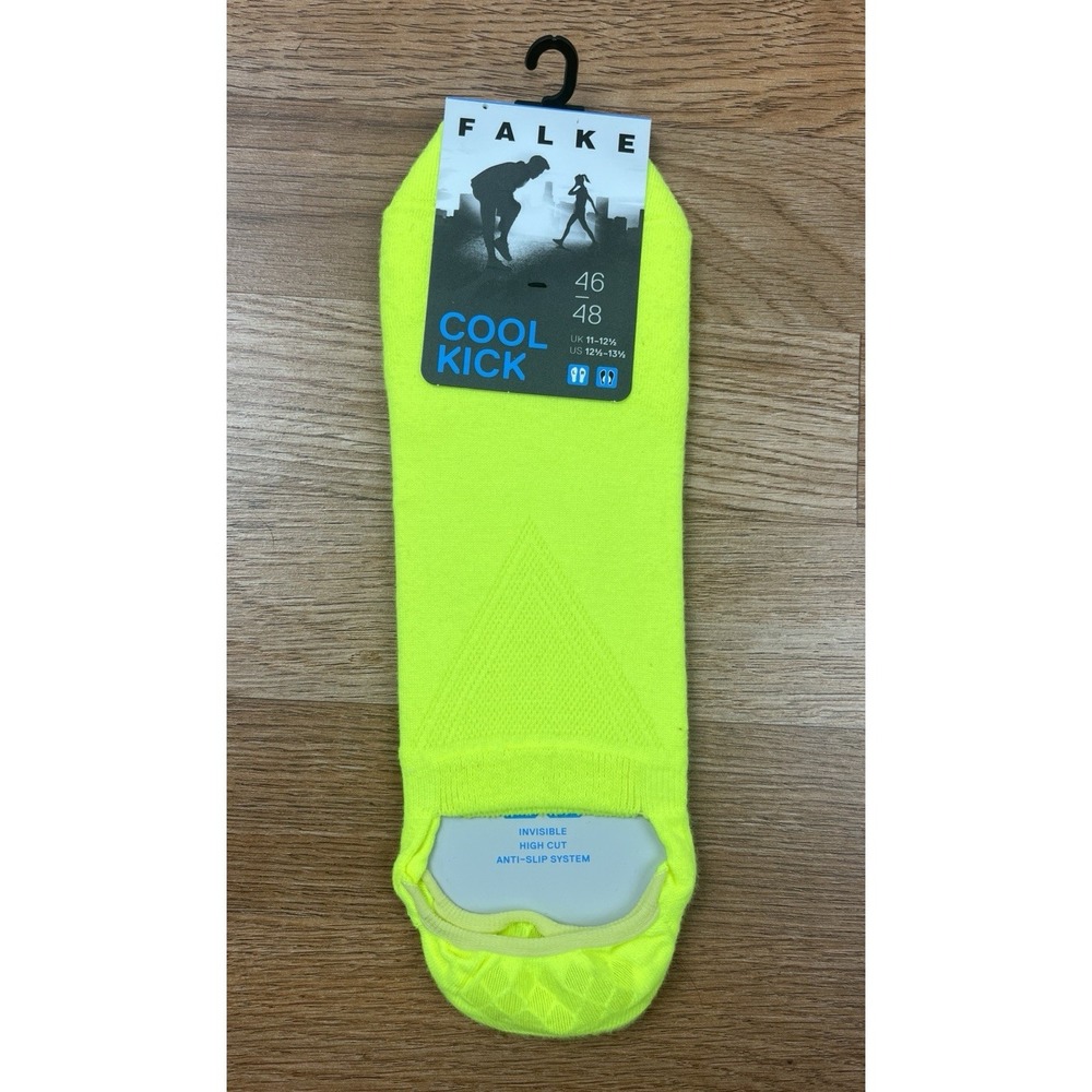 Falke Cool Kick Invisible High Cut Anti-Slip Socks Mens 12.5-13.5 Yellow NEW